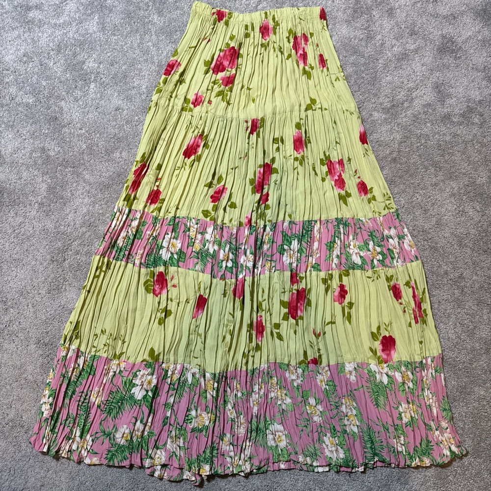 Vintage Boston Proper Pleated Accordion Fairy Floral Maxi Skirt